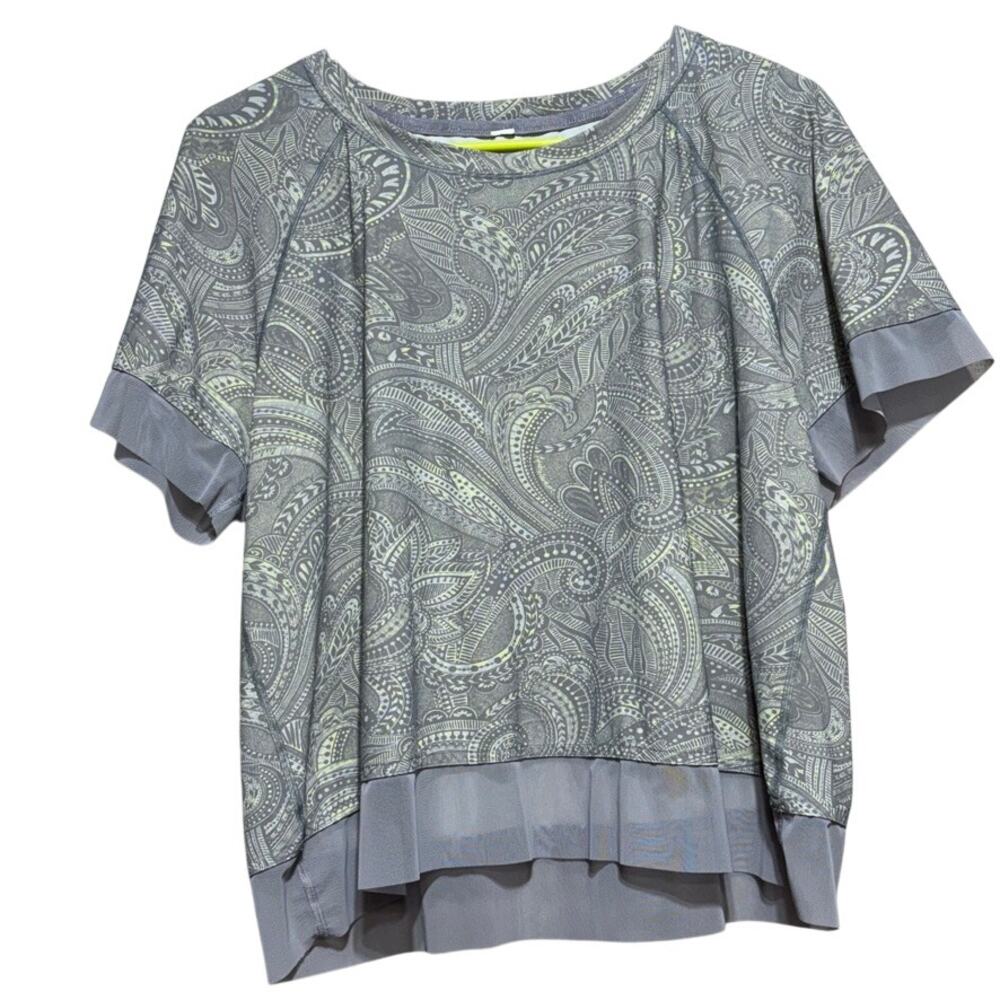 Lululemon Stripe In Stride Short Sleeve Shirt Women's S Spirit Gray Paisley Mesh